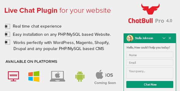 ChatBull Pro v4.2.3 - PHP Live Chat Support with Desktop and Mobile App ChatBull Pro v4.2.3 - PHP Live Chat Support with Desktop and Mobile App