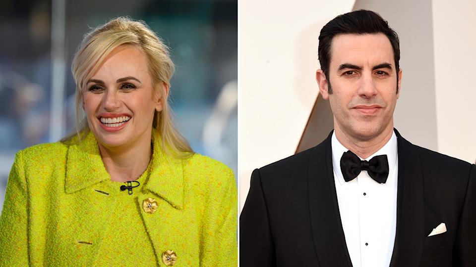 Rebel Wilson y Sacha Baron Cohen codo con codo