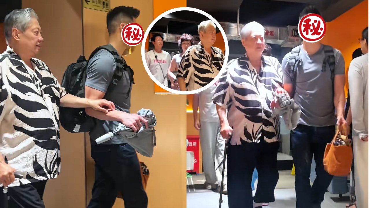 洪金寶持拐杖行路腳震震　最帥兒子伸出臂彎當扶手身材顏值滿分