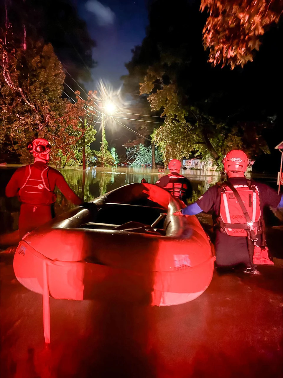 The Hamilton County Sheriff’s Office swift water rescue team conducted rescues in East Ridge overnight. (Courtesy of Hamilton County Office of Emergency Management & Homeland Security / Facebook)