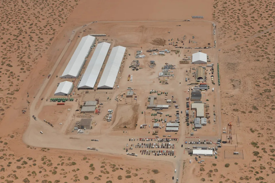 A new migrant detention center located at the Fort Bliss U.S. Army Post is photographed on Aug. 2, 2025. It is reported to be the largest detention center for migrants in the United States.
