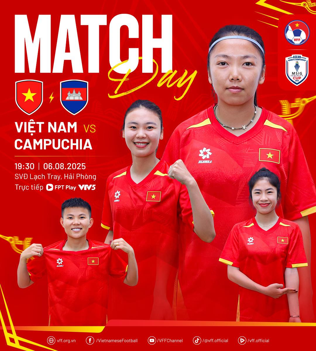 Link xem trực tiếp bóng đá nữ Việt Nam vs Campuchia, 19h30 hôm nay 6/8