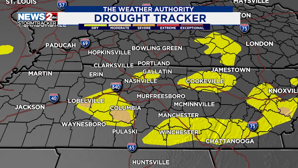 Drought monitor as of 8/7/2025 (Source: WKRN)