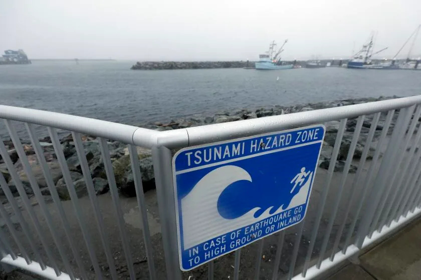 CRESCENT CITY, CA -- Tsunami hazard zone sign