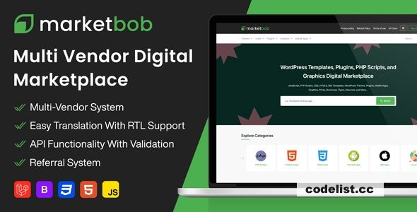 Marketbob v1.7 - Multi-Vendor Digital Marketplace - nulled