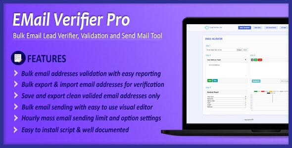 Email Verifier Pro v1.0.0 - Bulk Email Addresses Validation, Mail Sender & Email Lead Management Tool Email Verifier Pro v1.0.0 - Bulk Email Addresses Validation, Mail Sender & Email Lead Management Tool