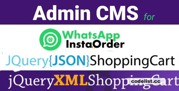 Admin CMS for WhatsApp Insta Order - jQuery JSON Store Shop - jQuery XML Store Shop v1.0.4
