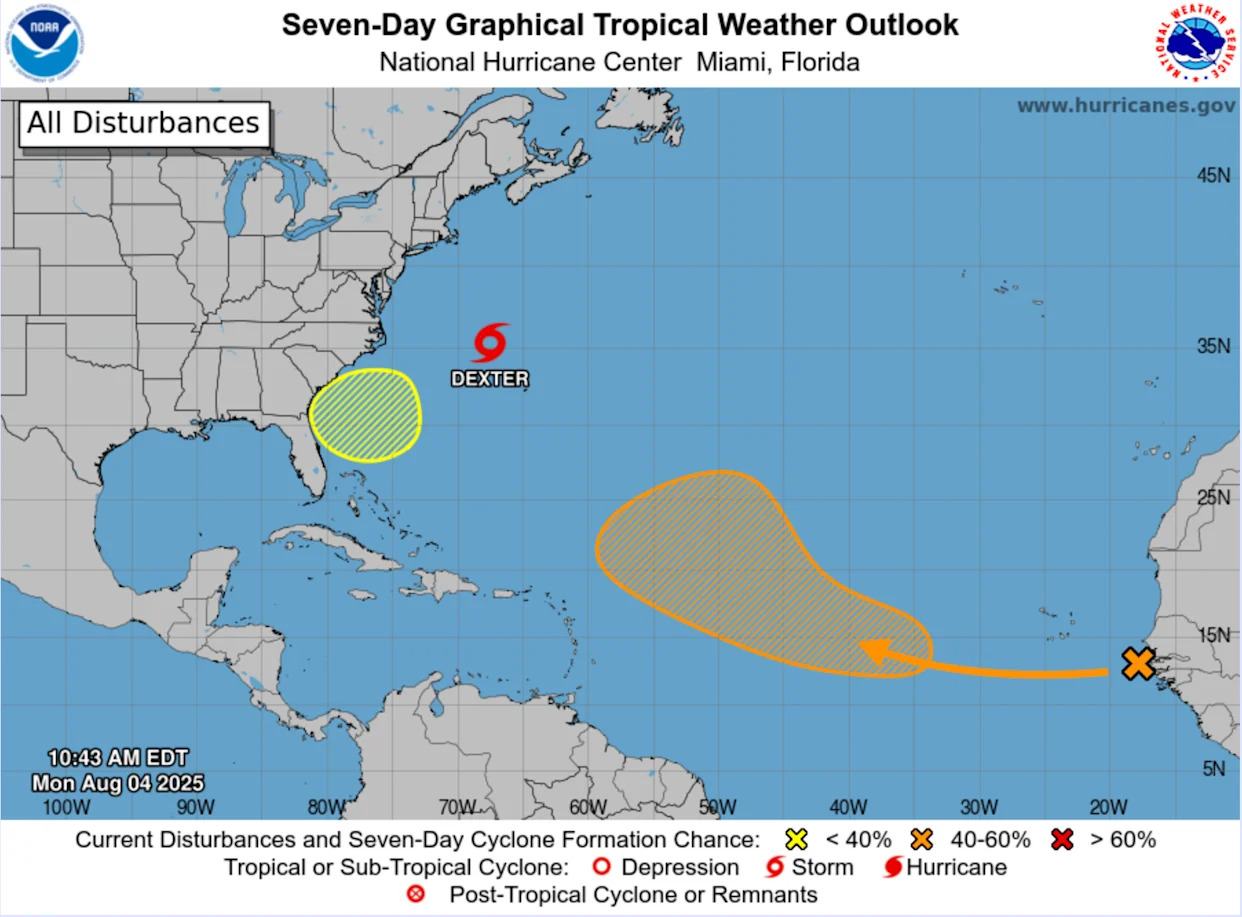 Will Tropical Storm Dexter pose a threat to coastal Georgia? NWS predicts storm will stay away