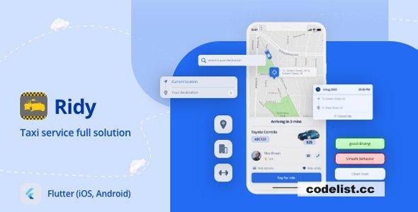 Ridy Flutter v2.2.0 - Full Taxi solution