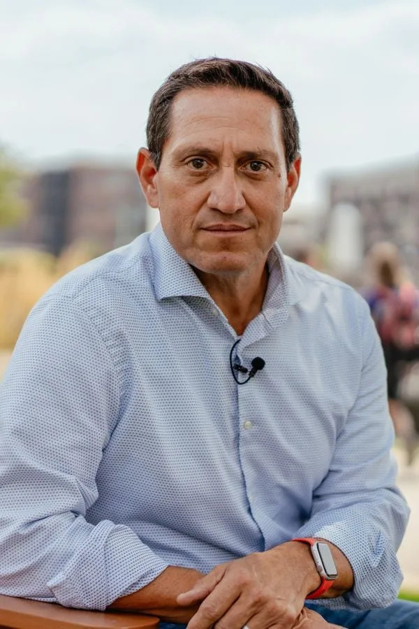 State Rep. Trey Martinez Fischer, D-San Antonio, sits for a portrait in a park in St, Charles, Ill., on Tuesday, Aug. 5, 2025.