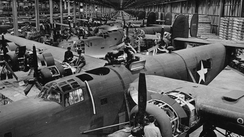 B-24 bomber planes being assembled at Ford's Willow Run plant