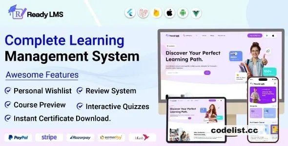 Ready LMS v0.0.7 - Complete Learning Management System Websites, Mobile app with Admin panel