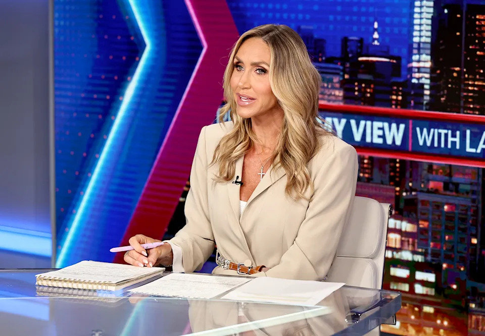 Host Lara Trump on the set of her show "My View With Lara Trump" at Fox News Studios on July 31, 2025 in New York City.