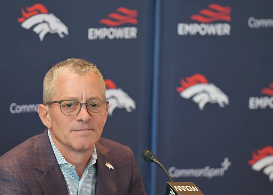 CENTENNIAL, COLORADO - JANUARY 15: Denver Broncos team owner and CEO Greg Penner speaks to media during a press conference at Denver Broncos Headquarters in Centennial, Colorado on January 15, 2025. (Photo by RJ Sangosti/MediaNews Group/The Denver Post via Getty Images)