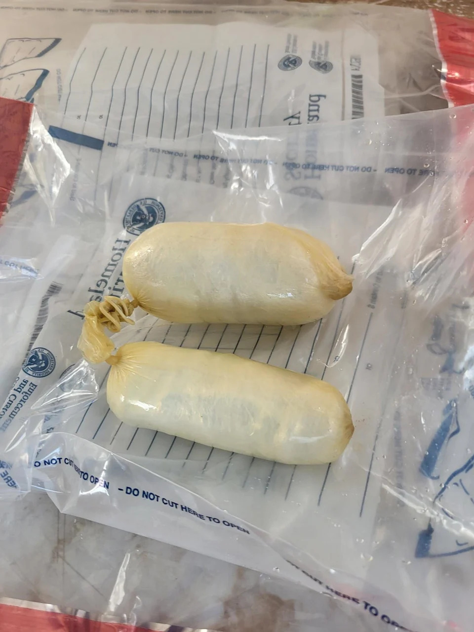 U.S. Customs and Border Protection officers seized two condom-wrapped bundles of fentanyl hidden in a man's body cavity after he attempted to cross into the U.S. on July 18, 2025, at the Bridge of the Americas international port of entry.