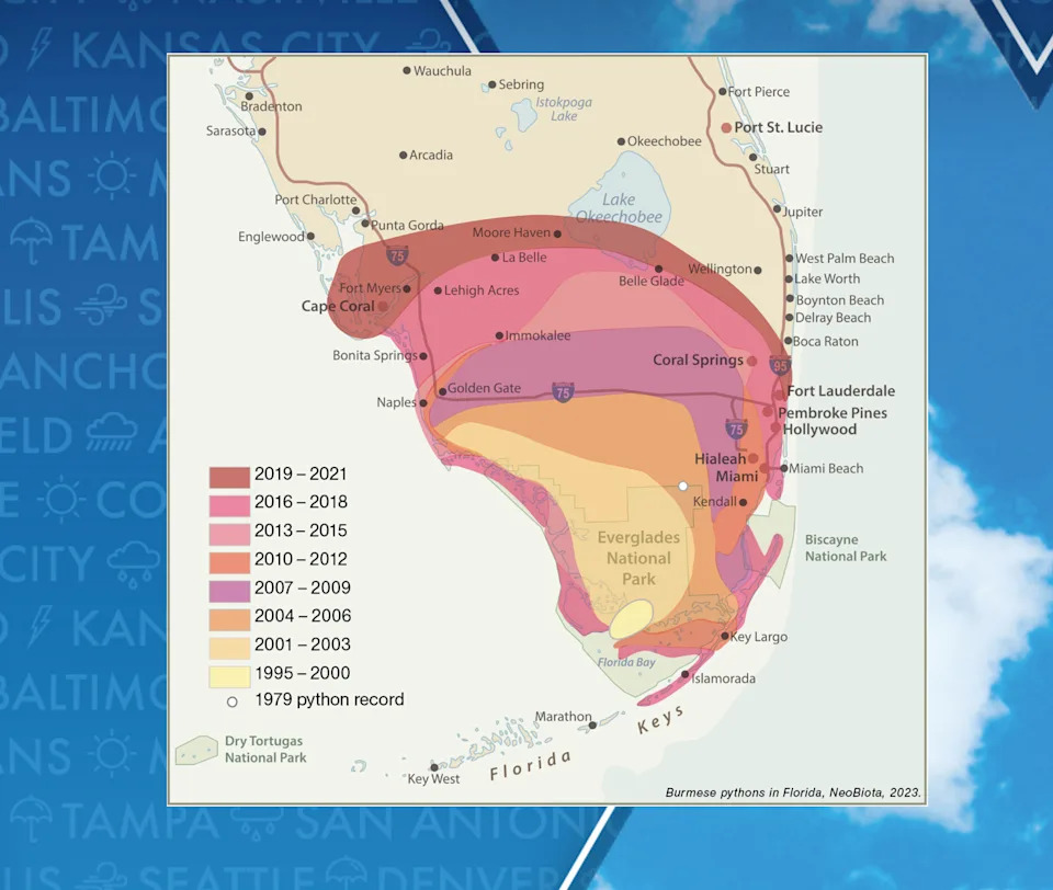 Burmese Python population growth map
