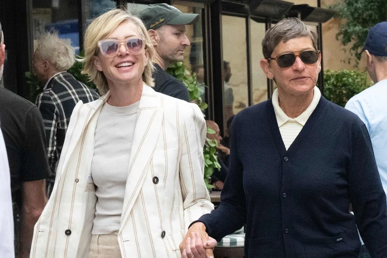 BACKGRID Ellen DeGeneres and Portia de Rossi in London on July 29, 2025.
