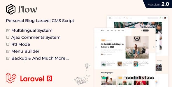 Flow v2.11 - Laravel Personal Multilingual Blog Script  - nulled