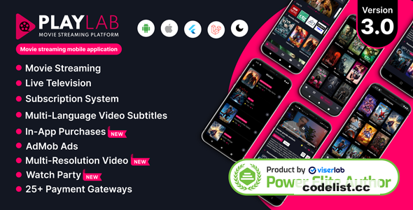 PlayLab v3.2 - Cross Platform on Demand Movie Streaming Mobile Application - nulled