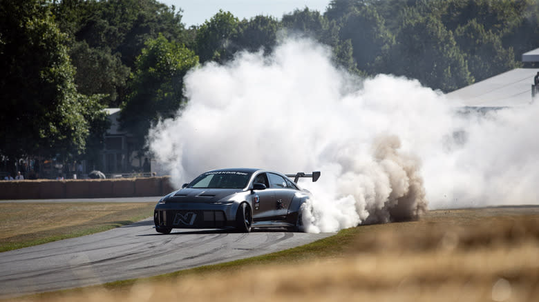 A widebody Hyundai Ioniq 6 N drifts Goodwood