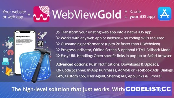 WebViewGold for iOS v9.3 – WebView URL/HTML to iOS app + Push, URL Handling, APIs & much more!