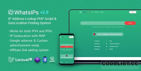 WhatsIPs v1.2 - IP Address Lookup PHP Script WhatsIPs v1.2 - IP Address Lookup PHP Script