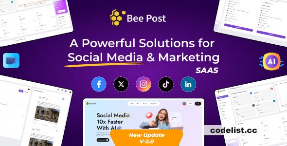 BeePost v2.1 - AI Social Media Management & Content Creation SaaS with Subscription System - nulled