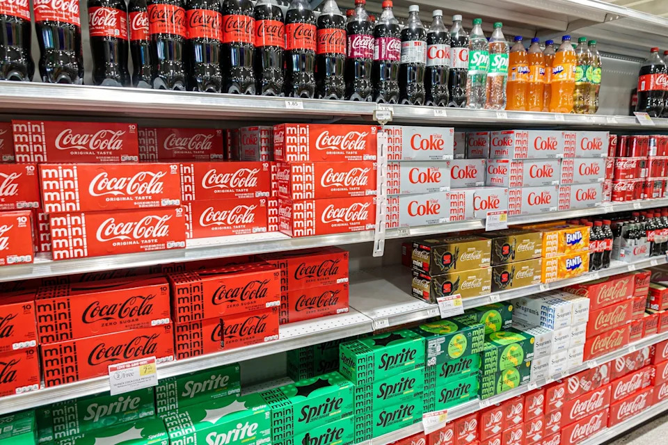 Jeff Greenberg/Universal Images/ Getty Images - PHOTO: Various soda brands at a Publix grocery store in Miami, Oct. 31, 2023.