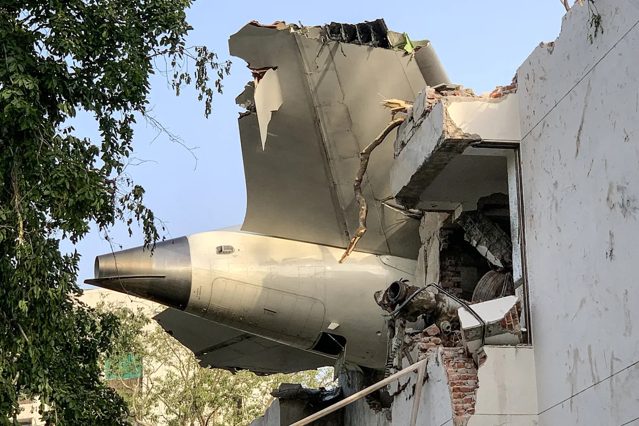 The back of an airplane after it crashed