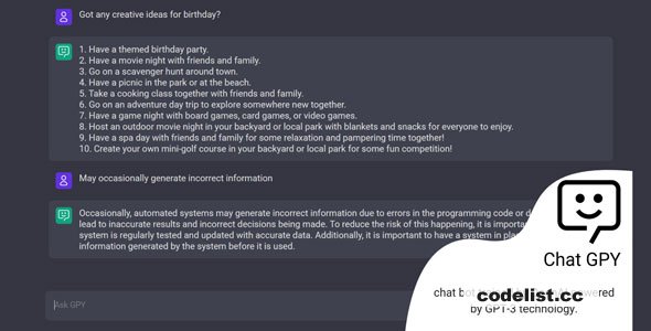 Chat GPY - AI Chat NodeJS - 27 January 2023