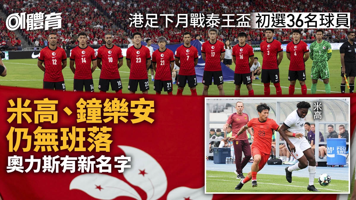 港足戰泰王盃初選36人　米高鐘樂安仍無班落　奧力斯有新名字