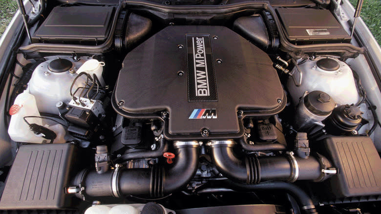 BMW S62 V8 engine under the hood of an E39 M5
