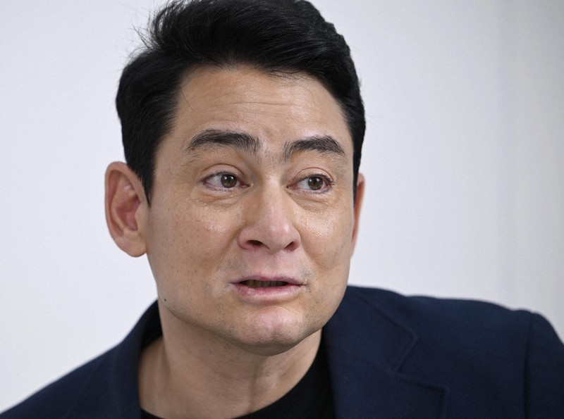 元プロテニスプレーヤーの伊達公子さんとの対談に臨む登山家の野口健さん=東京都渋谷区で2025年7月17日、藤井達也撮影