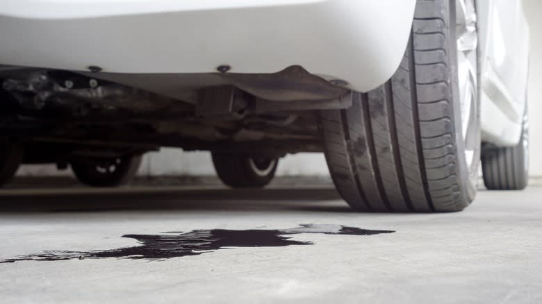 Motor oil appears to be leaking under a car