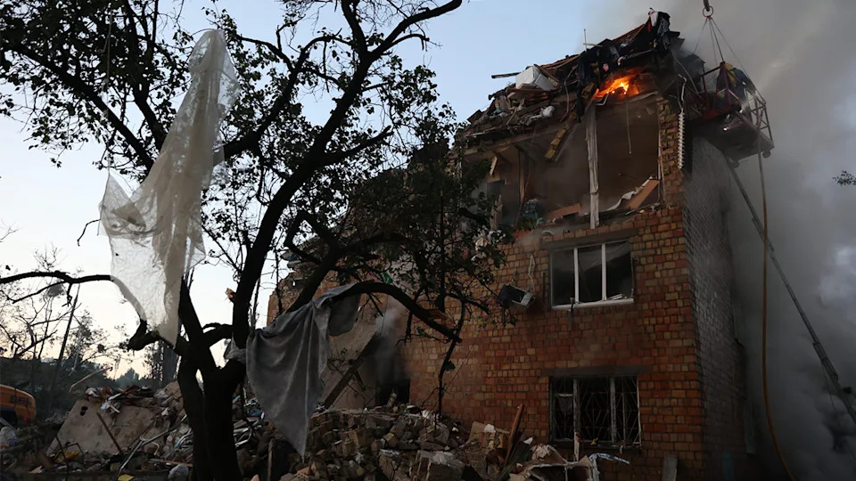 Damaged building in Kyiv