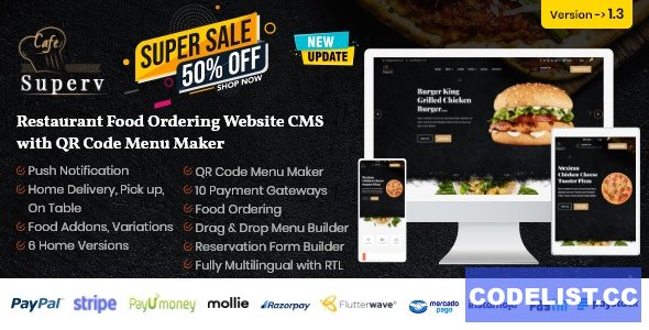 Superv v1.3 - Restaurant Website Management with QR Code Menu & Food Order