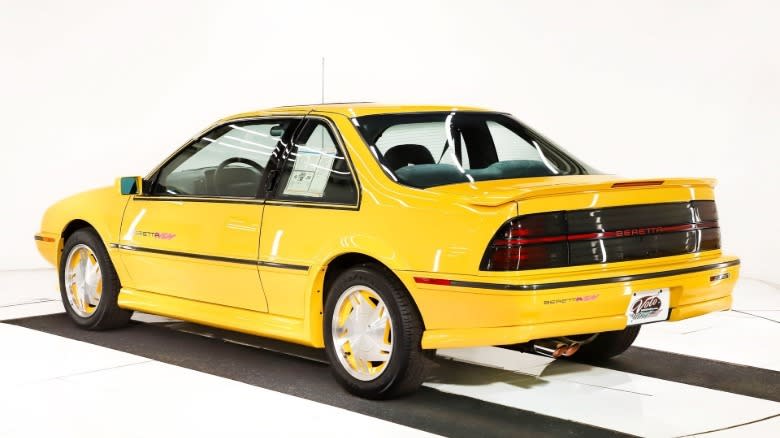 1990 Chevrolet Beretta Indy Coup yellow rear three-quarter