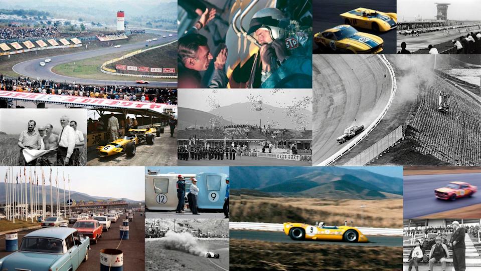 in its early years, fuji speedway hosted a variety of events, cars, and racing celebrities, including jim clark. as always, the banking proved to be treacherous to navigate without losing control.