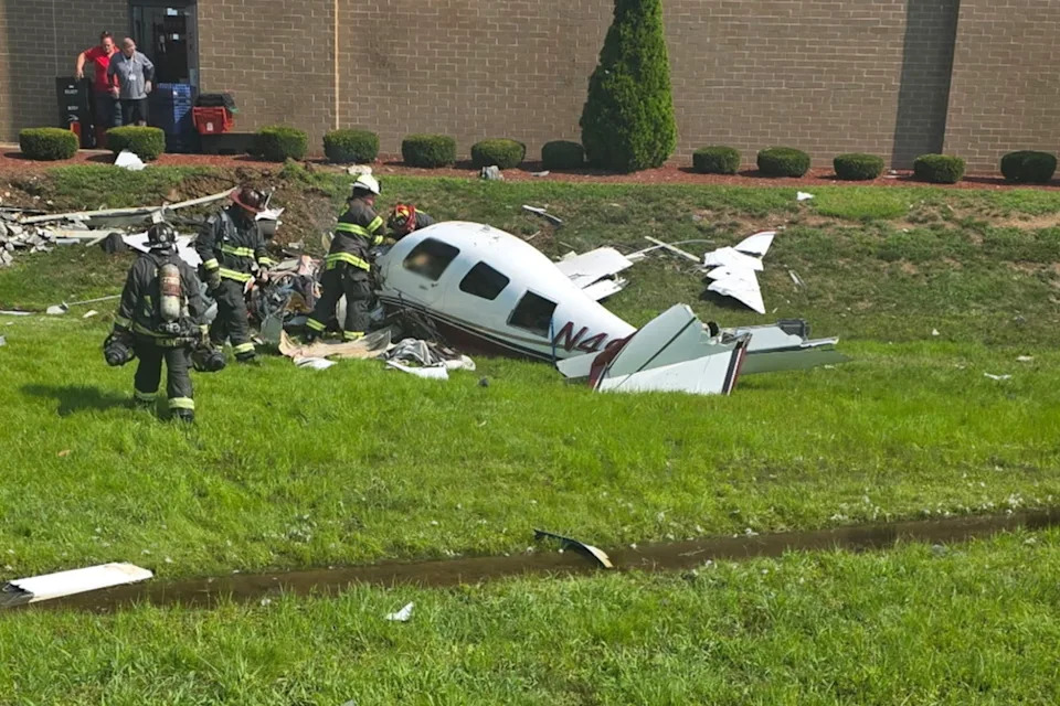 Firefighters respond to a fatal plane crash in Greenwood, Indiana, on Wednesday. Anh-Thu Nguyen, a 44-year-old pilot attempting to recreate her 2024 solo flight around the world, was killed in the crash (Greenwood Police Department)