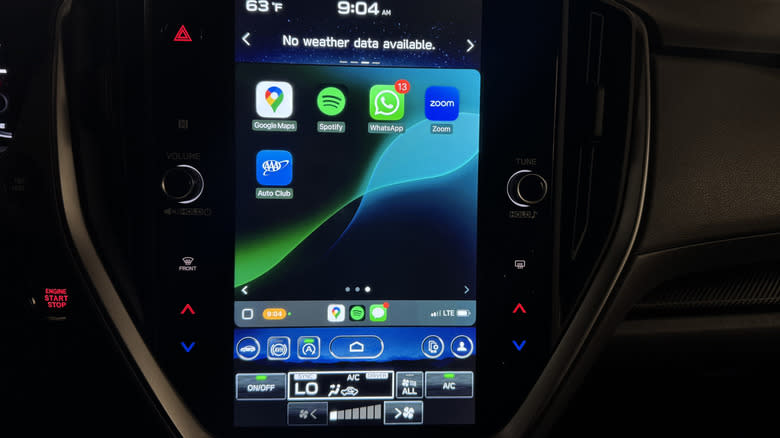 a photo of Apple CarPlay on the screen of a Subaru Crosstrek