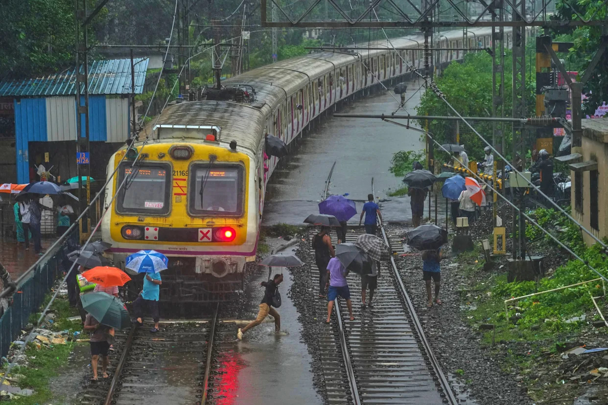 Photo of a stalled commuter train on a submerged track shows Mumbai’s frailties during monsoon