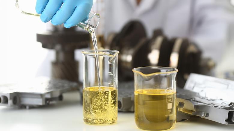 Engine oil testing in a laboratory