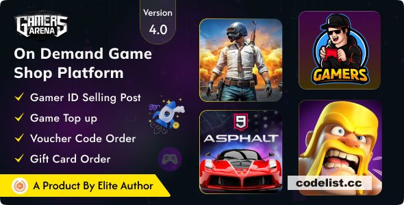 Gamers Arena v4.0 - Digital Online Game Store, Game Top Up , Voucher & Gamer ID Selling Tools - nulled