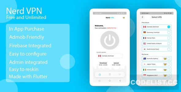 Nerd VPN v1.0 - Flutter VPN Android Full Application with IAP, Integrated with Backend and Admin Panel Nerd VPN v1.0 - Flutter VPN Android Full Application with IAP, Integrated with Backend and Admin Panel
