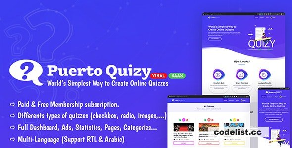 Puerto Quizy v1.1 - Premium Quiz Builder Script SAAS