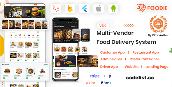 Foodie v6.0 - UberEats Clone - Food Delivery App - Multiple Restaurant Food Delivery Flutter App