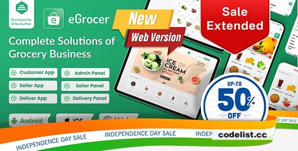eGrocer v2.1.0 - Online Multi Vendor Grocery Store, eCommerce Marketplace Flutter Full App with Admin Panel - nulled