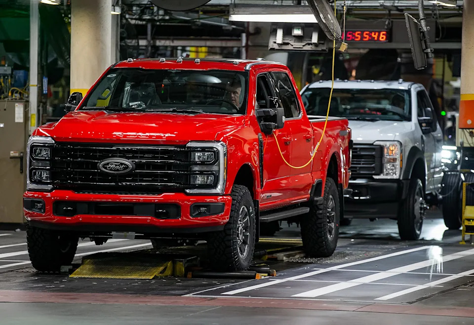 A Ford Super Duty truck rolled off the assembly line at the Ford Truck Plant on Chamberlain Ln. in Louisville, Ky. May 24, 2023