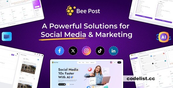 BeePost v1.1 - AI Social Media Management & Content Creation SaaS with Subscription System - nulled