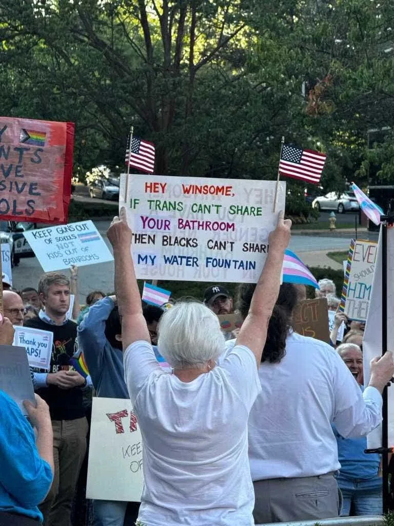 Virginia leaders condemn racist sign aimed at Lt. Gov. Winsome Earle-Sears over bathroom policy